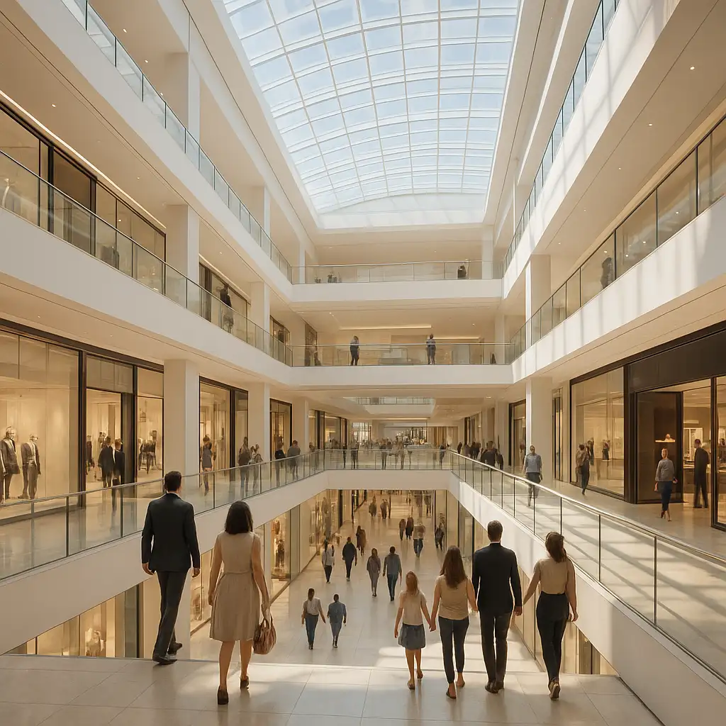 Không gian bên trong rộng rãi, thoáng đãng với nhiều cửa hàng quốc tế tại Crescent Mall