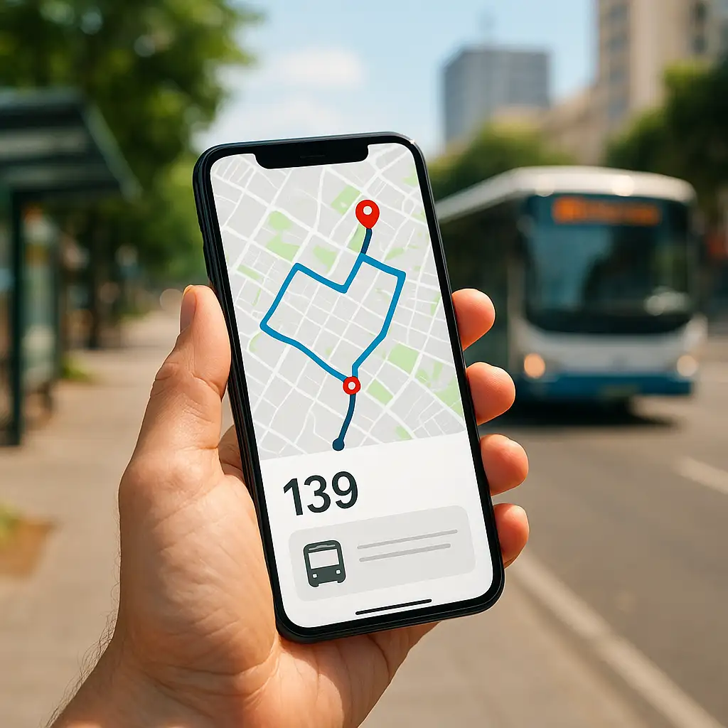 Ứng dụng Moovit hiển thị lộ trình xe buýt chi tiết đến Crescent Mall trên điện thoại di động.